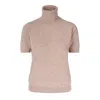 Tirillm Women's Neutrals "alexa" Short Sleeve Turtle Pullover -beige Melange In Beige