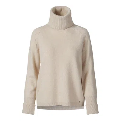 Tirillm Women's Neutrals "cosy" Chunky Turtle Neck Pullover- Beige Melange