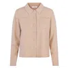 Tirillm Women's Neutrals Nadine Short Cardigan With Collar And Pockets, Light Beige Melange In Beige