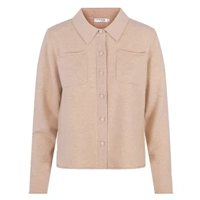 Tirillm Women's Neutrals Nadine Short Cardigan With Collar And Pockets, Light Beige Melange