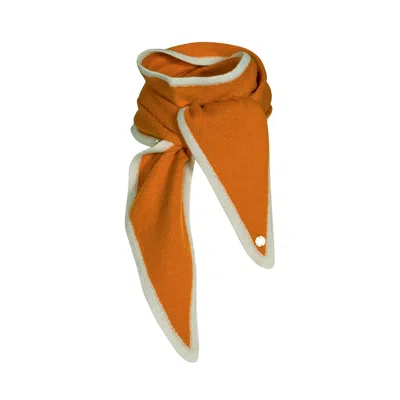 Tirillm Women's Orange / White Ayla Small Neck Scarf In Soft Pure Cashmere, Burnt Orange With Off White Trim In Multi