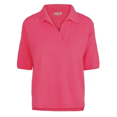 Tirillm Women's Pink / Purple Polly Cashmere Pullover With Collar, Coral Pink In Pink/purple
