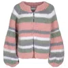 Tirillm Women's Pink / Purple Soy Hand Knitted Chunky Mohair Cardigan Pastel Colored Stripes In Pink/purple