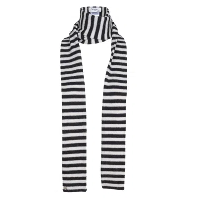 Tirillm Women's Pippi Long Trendy Pure Cashmere Scarf, Black And Off White Stripes