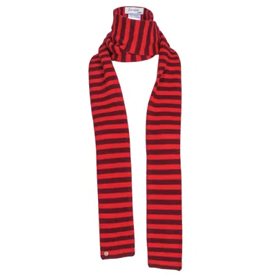 Tirillm Women's Pippi Long Trendy Pure Cashmere Scarf, Burgundy And Red Stripes