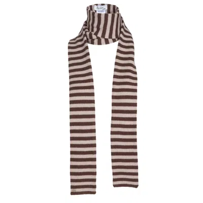 Tirillm Women's Pippi Long Trendy Pure Cashmere Scarf, Dark Brown And Beige Stripes.