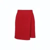 Tirillm Women's Red Anette Merino Wool Skirt With Wrap Front. In Red