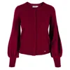 Tirillm Women's Red "ava" Cashmere Cardigan With Puffed Sleeves - Wine In Red