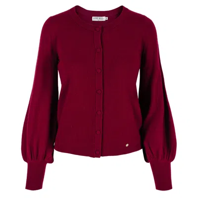 Tirillm Women's Red "ava" Cashmere Cardigan With Puffed Sleeves - Wine
