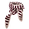 Tirillm Women's Red Ayla Small Neck Scarf In Soft Pure Cashmere, Deep Burgundy And White Stripes With Beige  In Red