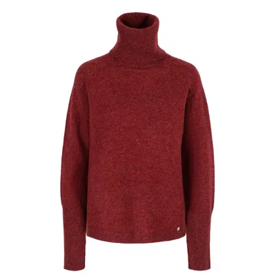 Tirillm Women's Red "cosy" Chunky Turtle Neck Pullover - Wine Melange