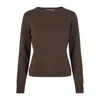 Tirillm Women's Sasha Basic Cashmere Pullover With Round Neck, Chocolate Brown In Brown