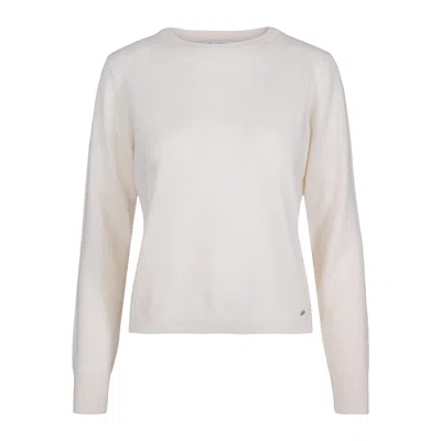 Tirillm Women's Sasha Basic Cashmere Pullover With Round Neck, Off White