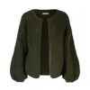 Tirillm Women's "soy" Hand Knitted Chunky Mohair Cardigan Dark Green In Green