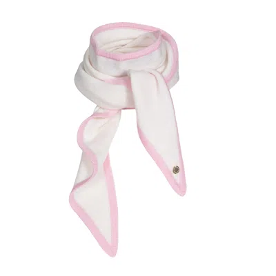 Tirillm Women's White / Pink Ayla Small Neck Scarf In Soft Pure Cashmere, Off White With Pink Trimming In Multi