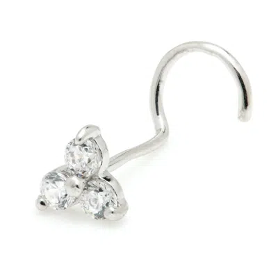 Tish Lyon Women's Aine Solid Gold Trinity Gem Nose Stud - White Gold