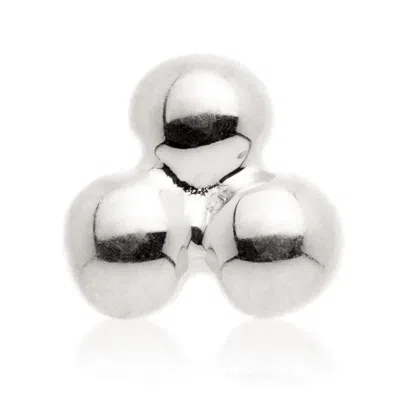 Tish Lyon Women's Ama 14ct Solid Gold Triple Ball Flatback Stud - White Gold