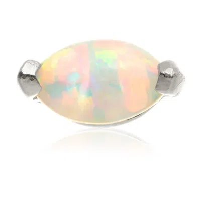 Tish Lyon Women's Amphitrite 14ct Solid Gold Opal Marquise Flatback Stud - White Gold