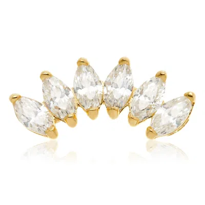 Tish Lyon Women's Artemis 14ct Solid Gold Marquise Cluster Flatback Stud - Gold
