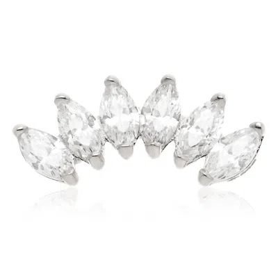 Tish Lyon Women's Artemis 14ct Solid Gold Marquise Cluster Flatback Stud - White Gold