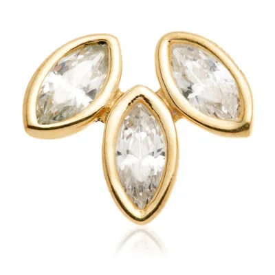 Tish Lyon Women's Brigid 14ct Solid Gold Marquise Lotus Flatback Stud - Gold