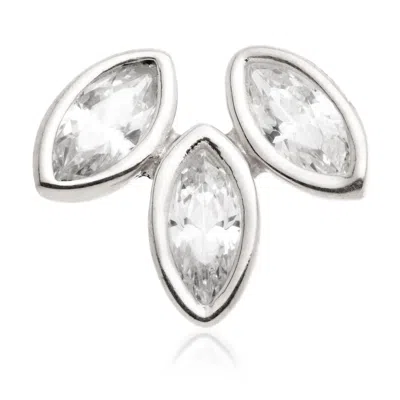 Tish Lyon Women's Brigid 14ct Solid Gold Marquise Lotus Flatback Stud - White Gold