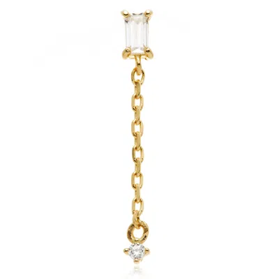 Tish Lyon Women's Carmen 14ct Solid Gold Baguette Gem Chain Flatback Stud - Gold