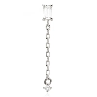 Tish Lyon Women's Carmen 14ct Solid Gold Baguette Gem Chain Flatback Stud - White Gold