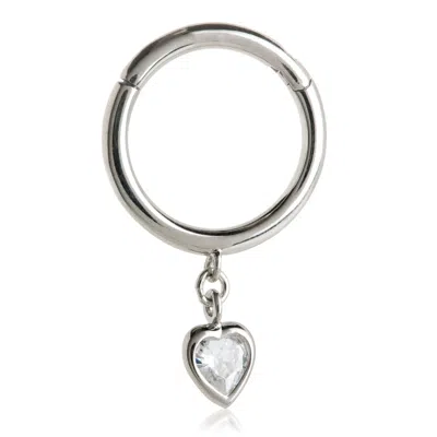 Tish Lyon Women's Cherish 9ct Solid Gold Huggie Earring With Charm - White Gold