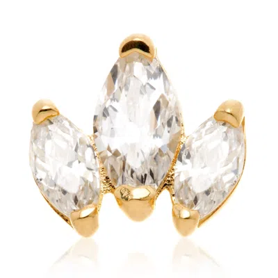 Tish Lyon Women's Clementia 14ct Solid Gold Triple Marquise Cluster Flatback Stud - Gold