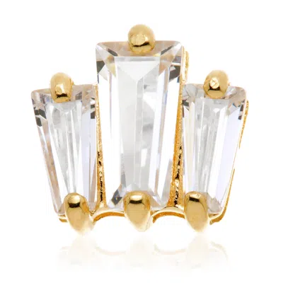 Tish Lyon Women's Diana 14ct Solid Gold Triple Baguette Flatback Stud - Gold