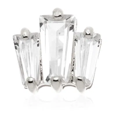 Tish Lyon Women's Diana 14ct Solid Gold Triple Baguette Flatback Stud - White Gold