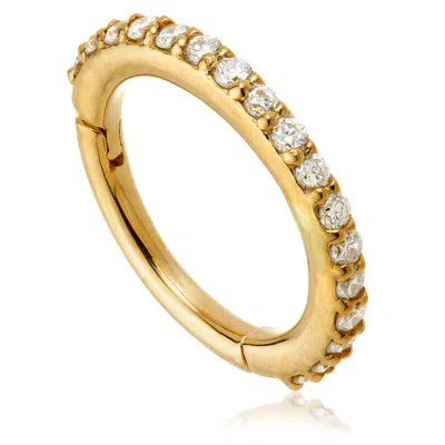 Tish Lyon Women's Elvina 9ct Solid Gold Diamond Pave Huggie Earring - Gold
