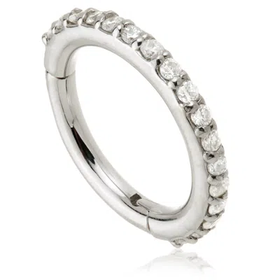 Tish Lyon Women's Elvina 9ct Solid Gold Diamond Pave Huggie Earring - White Gold