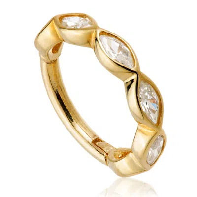Tish Lyon Women's Eos 9ct Solid Gold Marquise Gem Huggie Earring - Gold