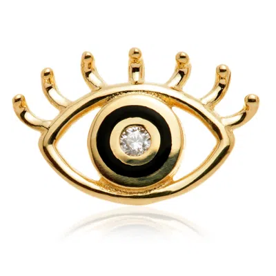 Tish Lyon Women's Evil Eye 14ct Solid Gold Jewelled Eye Flatback Stud - Gold