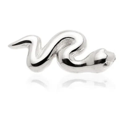 Tish Lyon Women's Fauna 14ct Solid Gold Snake Flatback Stud - White Gold