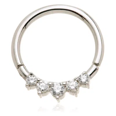 Tish Lyon Women's Feronia Solid Gold Graduated Gem Daith & Septum Hoop - White Gold