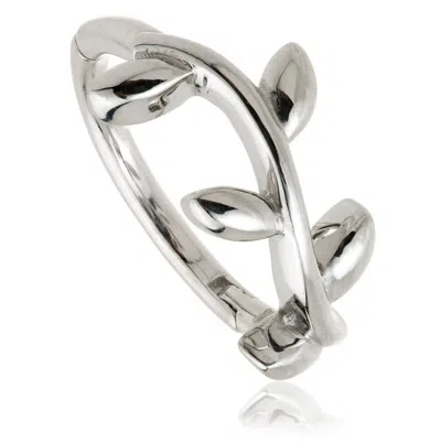 Tish Lyon Women's Flora Solid Gold Vine Leaf Hinged Earring - White Gold