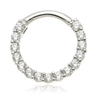 Tish Lyon Women's Harmonia Solid Gold Princess Cut Daith & Septum Ring - White Gold