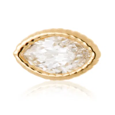 Tish Lyon Women's Hebe 14ct Solid Gold Milgrain Marquise Flatback Stud - Gold