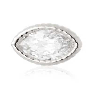 Tish Lyon Women's Hebe 14ct Solid Gold Milgrain Marquise Flatback Stud - White Gold