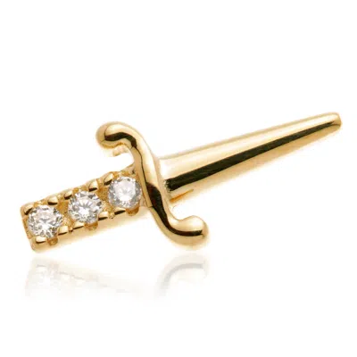 Tish Lyon Women's Joanna 14ct Solid Gold Jewelled Dagger Flatback Stud - Gold
