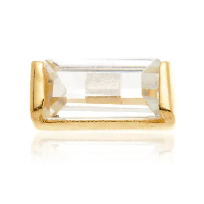Tish Lyon Women's Leto 14ct Solid Gold Jewelled Baguette Flatback Stud - Gold
