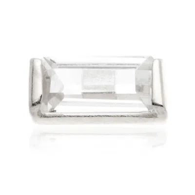 Tish Lyon Women's Leto 14ct Solid Gold Jewelled Baguette Flatback Stud - White Gold