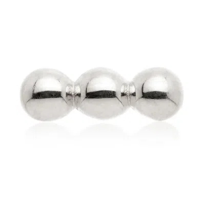 Tish Lyon Women's Nanna 14ct Solid Gold Triple Bead Flatback Stud - White Gold
