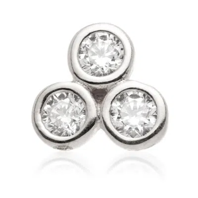 Tish Lyon Women's Nefertiti 14ct Solid Gold Diamond Trio Flatback Stud - White Gold