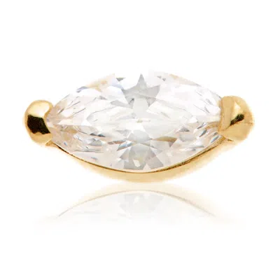 Tish Lyon Women's Oya 14ct Solid Gold Jewelled Marquise Flatback Stud - Gold