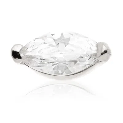 Tish Lyon Women's Oya 14ct Solid Gold Jewelled Marquise Flatback Stud - White Gold