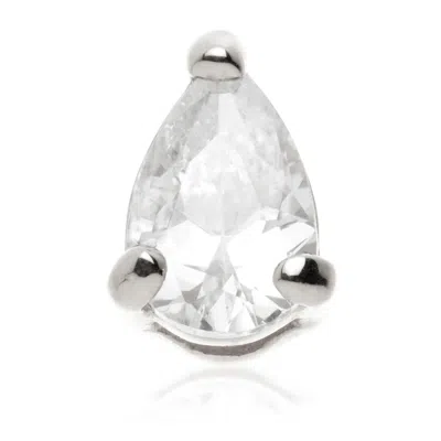 Tish Lyon Women's Pomona 14ct Solid Gold Teardrop Gem Flatback Stud - White Gold